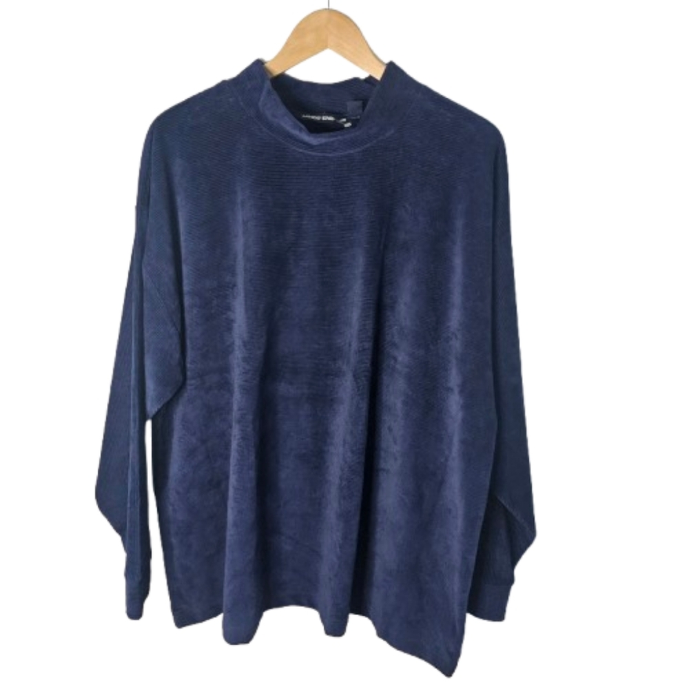 NWOT Lands End Mock Turtle Neck Blue Long Sleeves Pullover Top Size 2X